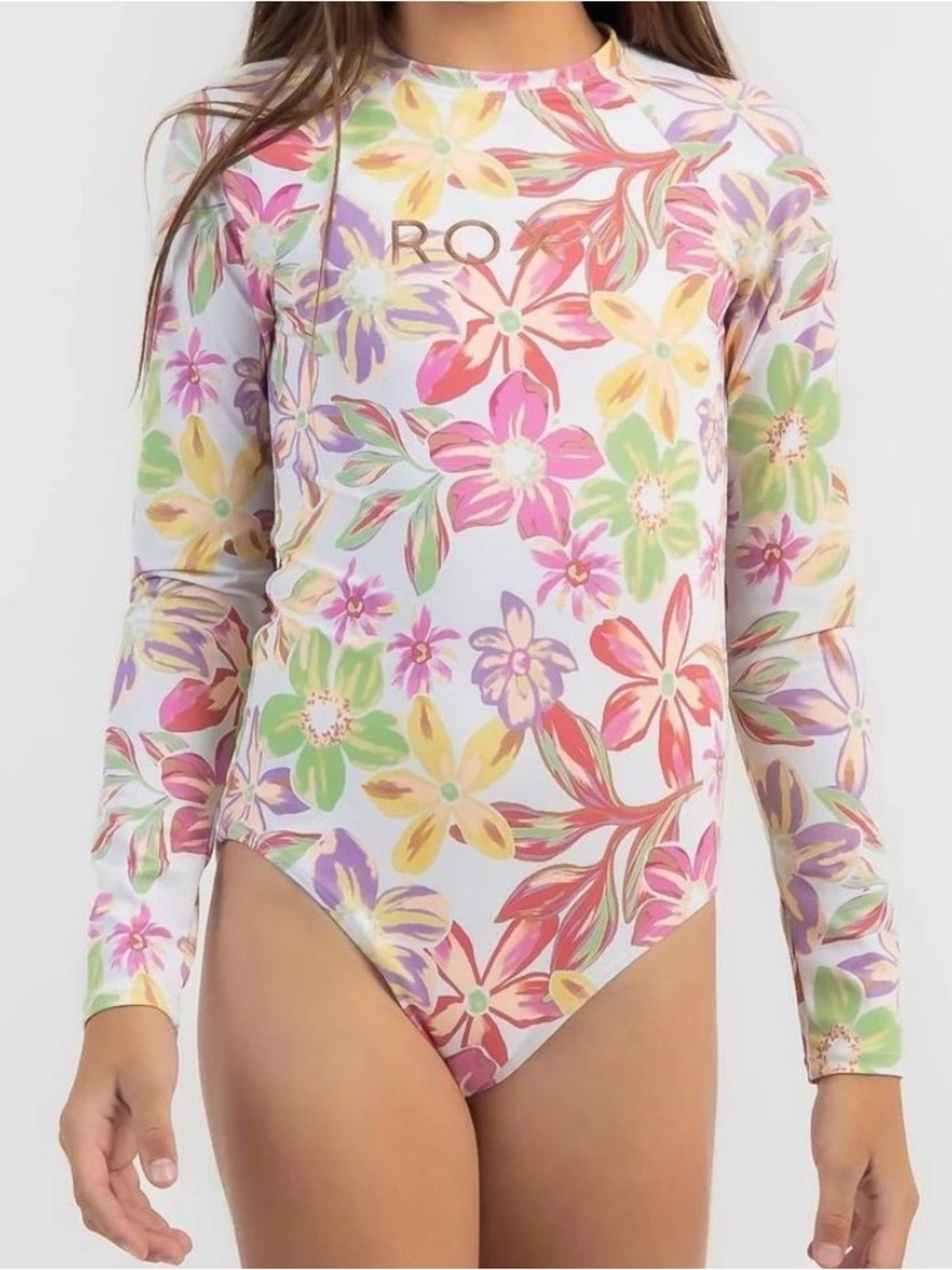 Roxy Girls' Tropical Time Long Sleeve One-Piece Rashguard